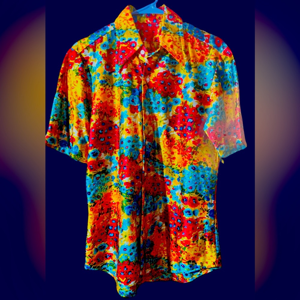 70s Vintage Men’s Psychedelic Men’s Shirt Authentic Medium Med Hippie Boho